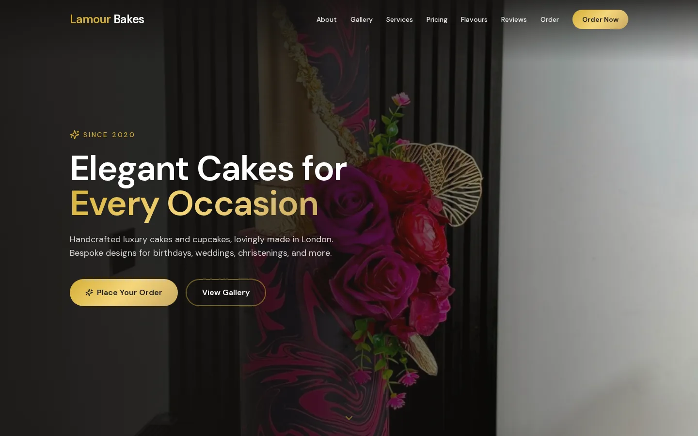 Lamour Bakes website homepage designed by Studio 88